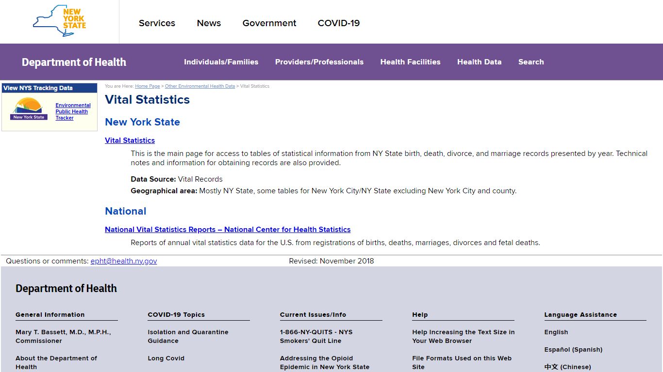 Vital Statistics - New York State Department of Health